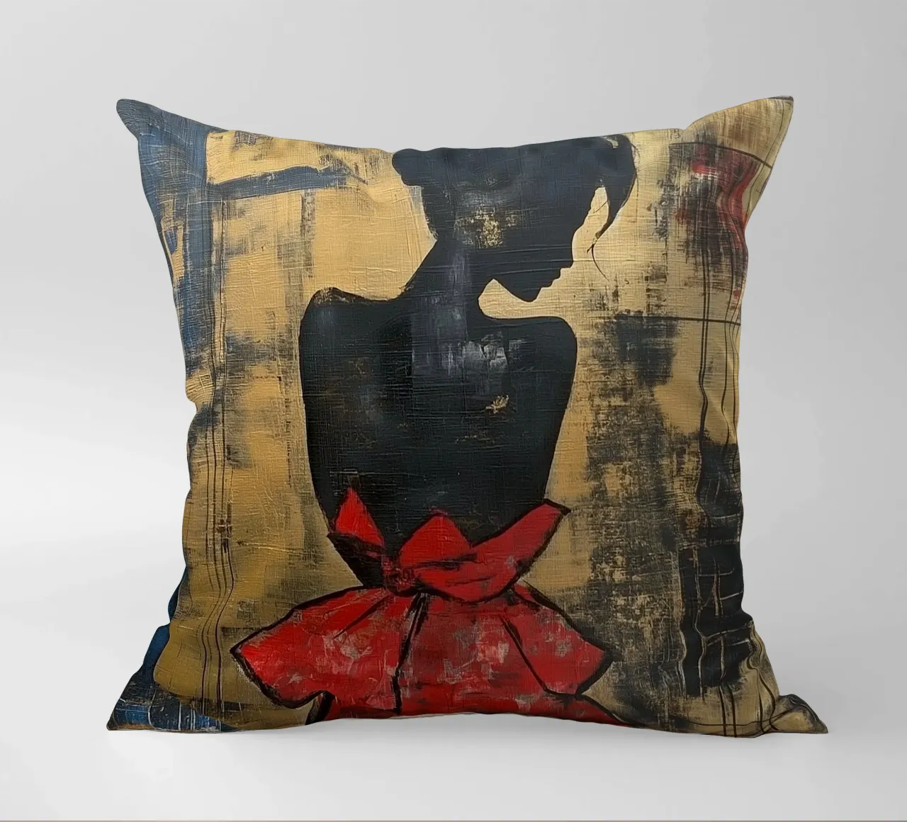 Ragazza d'oro con abito rosso cuscino da Motivate-Today