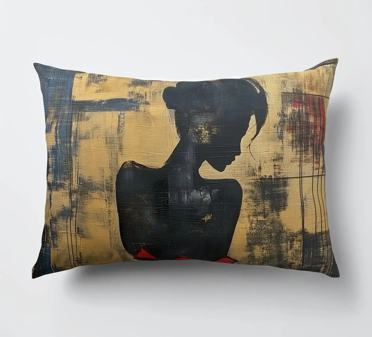 Ragazza d'oro con abito rosso cuscino da Motivate-Today