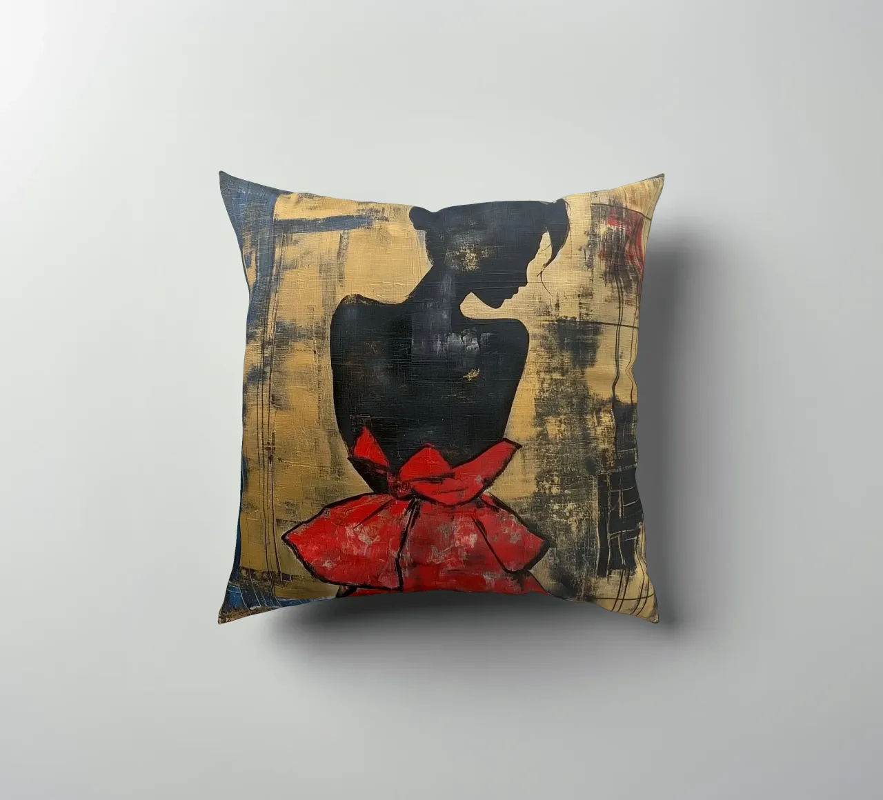 Ragazza d'oro con abito rosso cuscino da Motivate-Today