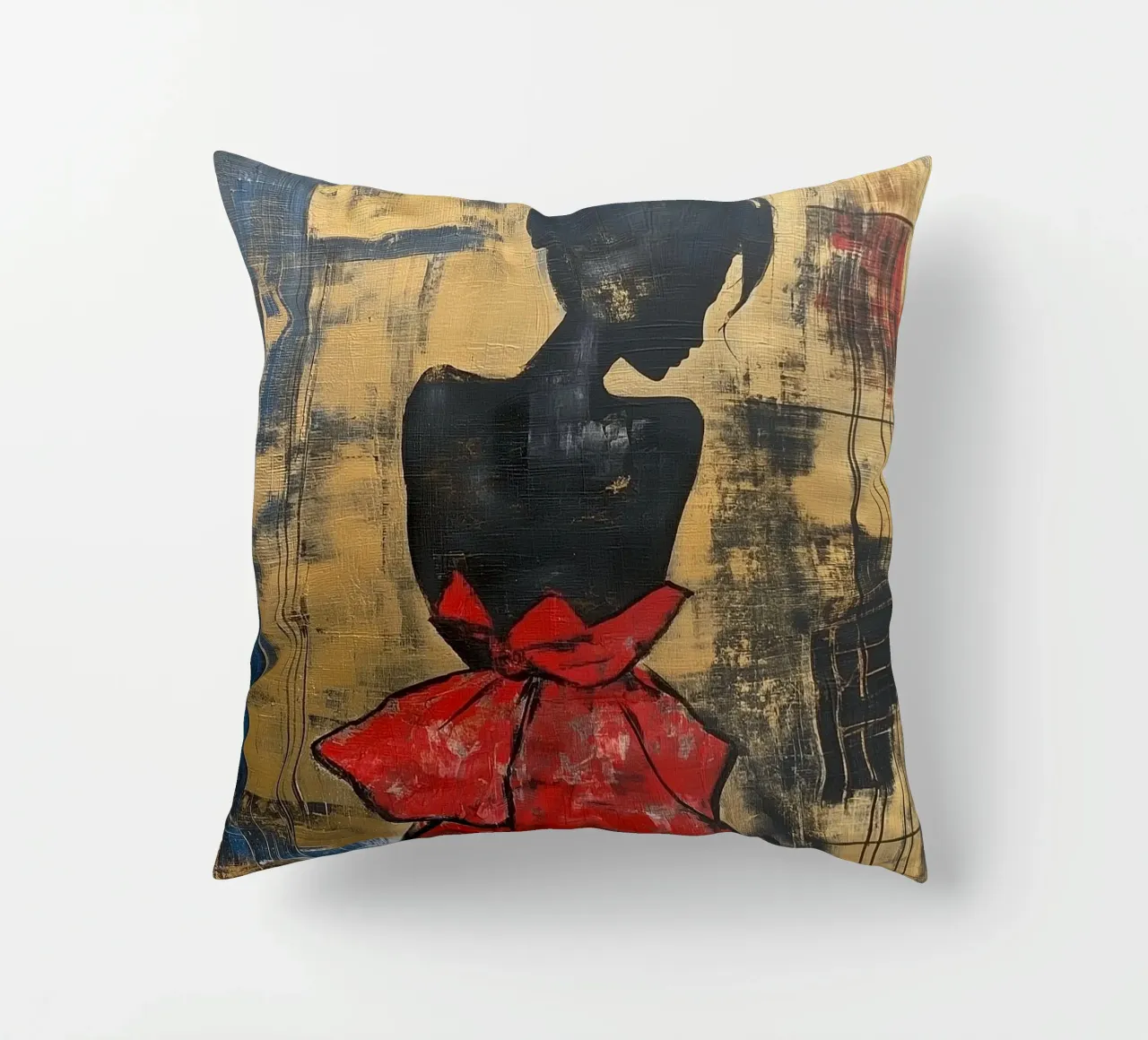 Ragazza d'oro con abito rosso cuscino da Motivate-Today