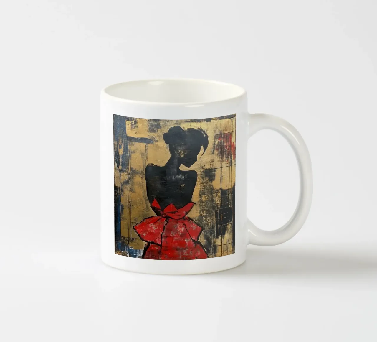 Ragazza d'oro con abito rosso tazza in ceramica da Motivate-Today