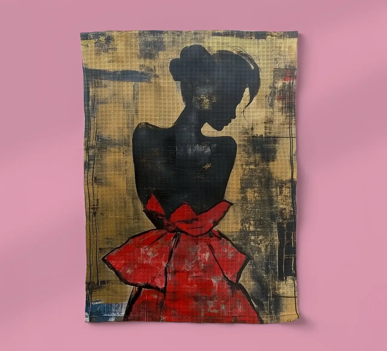Ragazza d'oro con abito rosso canovaccio da cucina da Motivate-Today