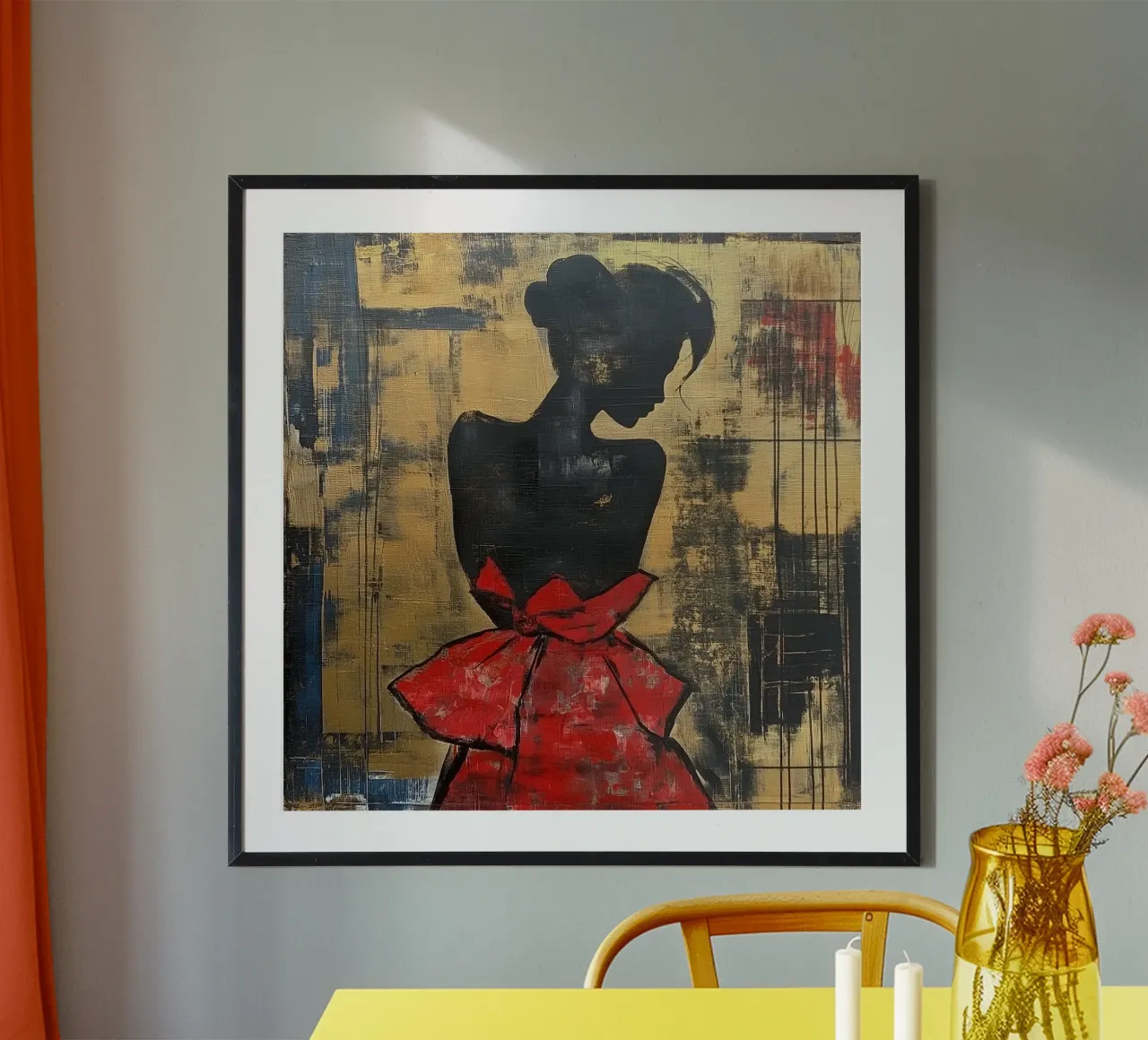 Ragazza d'oro con abito rosso poster da Motivate-Today