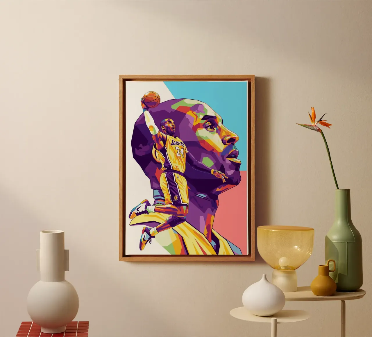 Kobe Bryant in liefdevolle herinnering canvas met Baklijst van Hantamrata