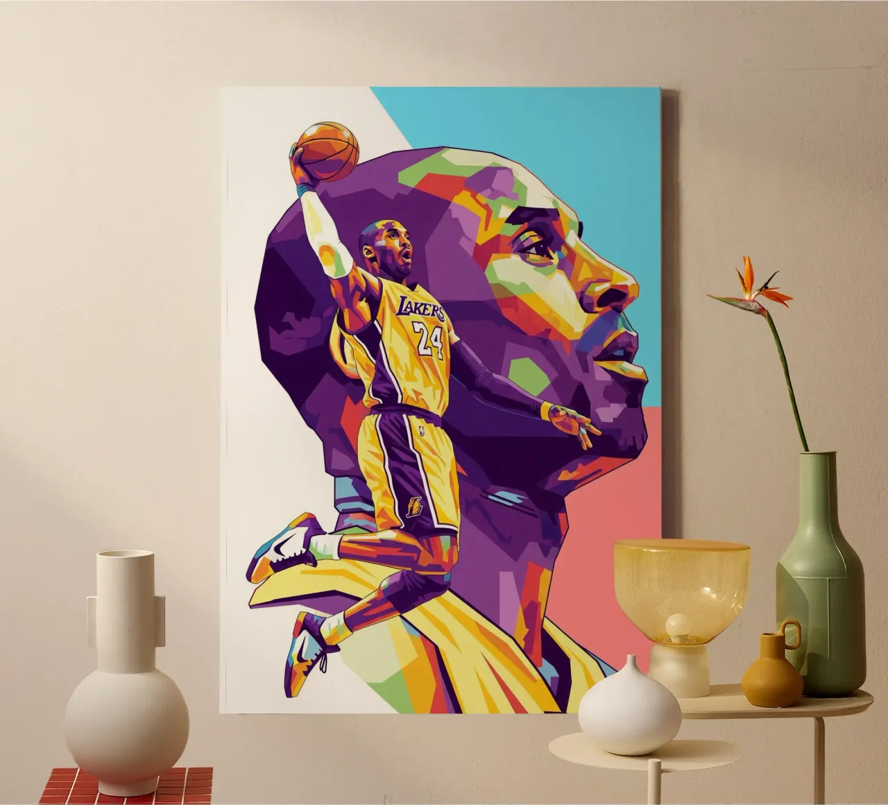 Kobe Bryant in liefdevolle herinnering canvas met Baklijst van Hantamrata