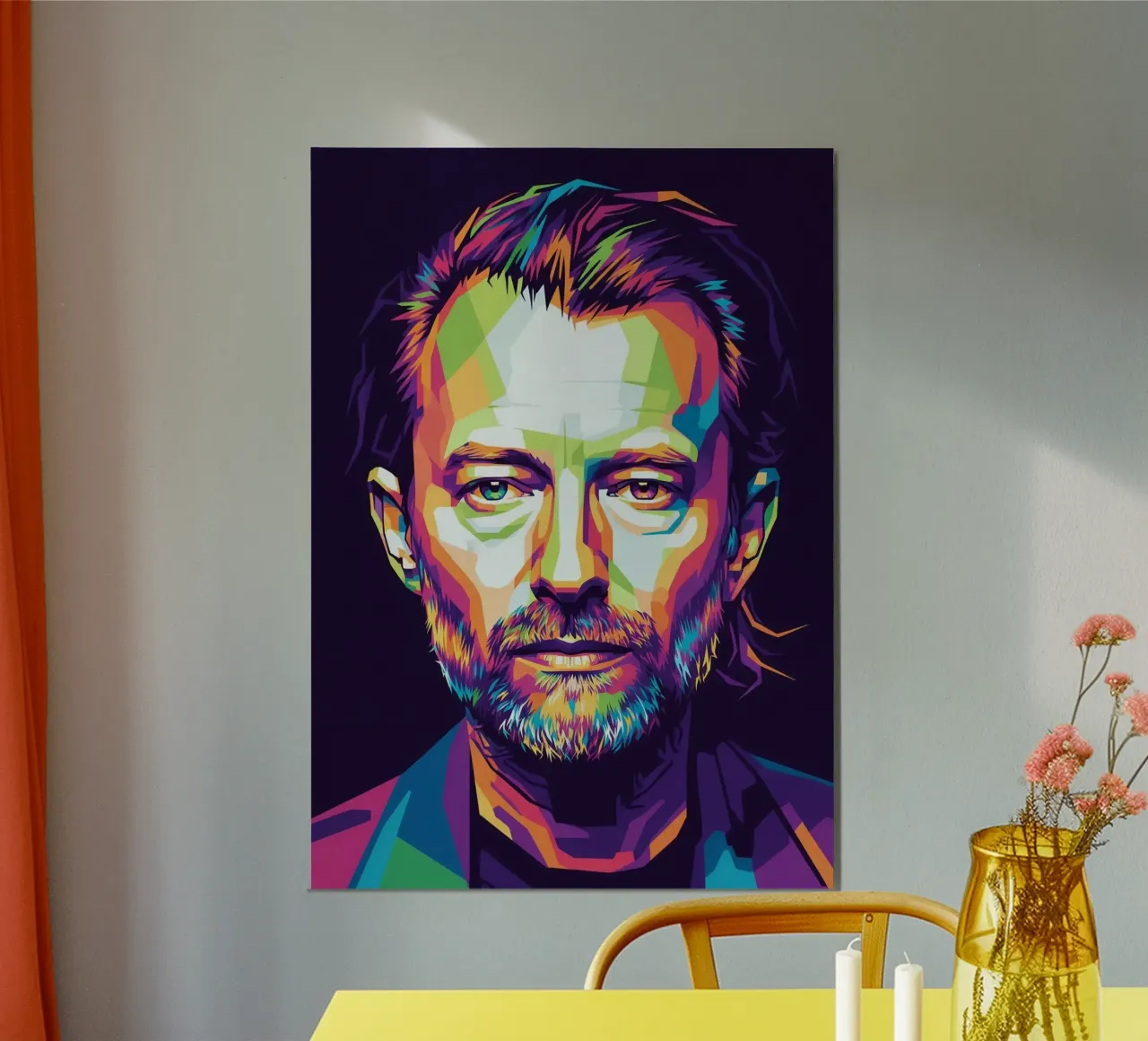 Ritratto pop art di Thom Yorke poster con telaio in plastica da Hantamrata