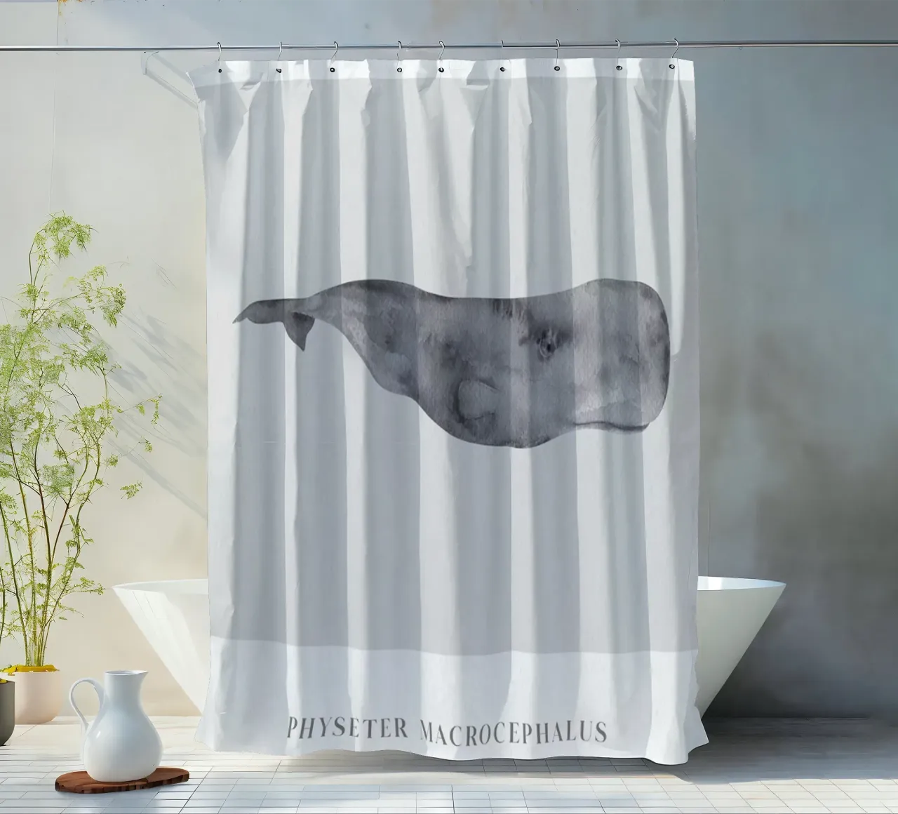 Boho Ocean 1 Sperm Whale tenda da doccia da Boho Print Collection