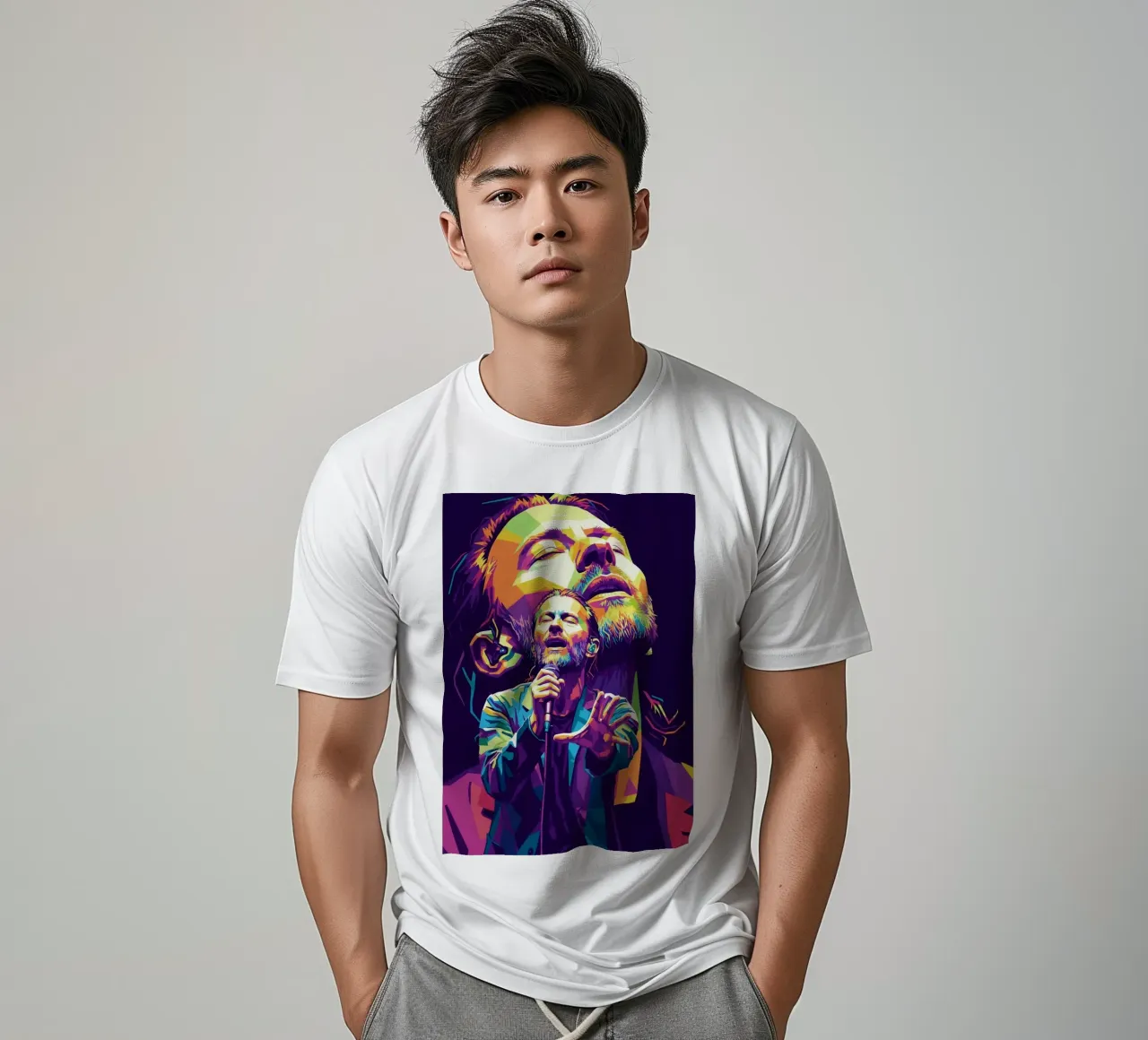 Performance di Thom Yorke sul palco t-shirt da Hantamrata