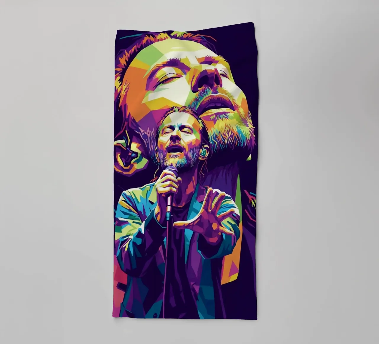 Performance di Thom Yorke sul palco asciugamano da bagno da Hantamrata