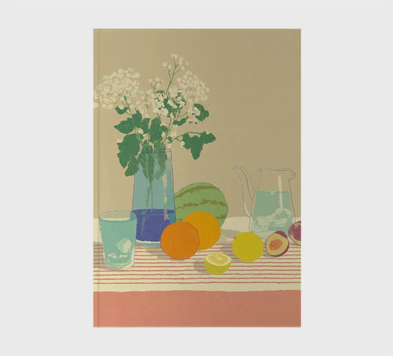 Citrus table with melon notebook by Carinaprint