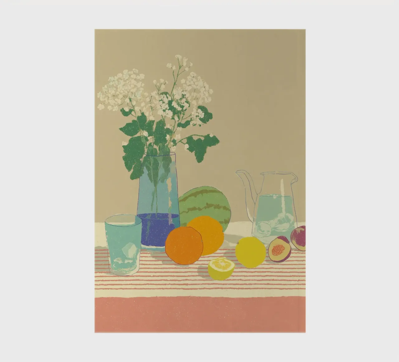 Citrus table with melon notebook by Carinaprint
