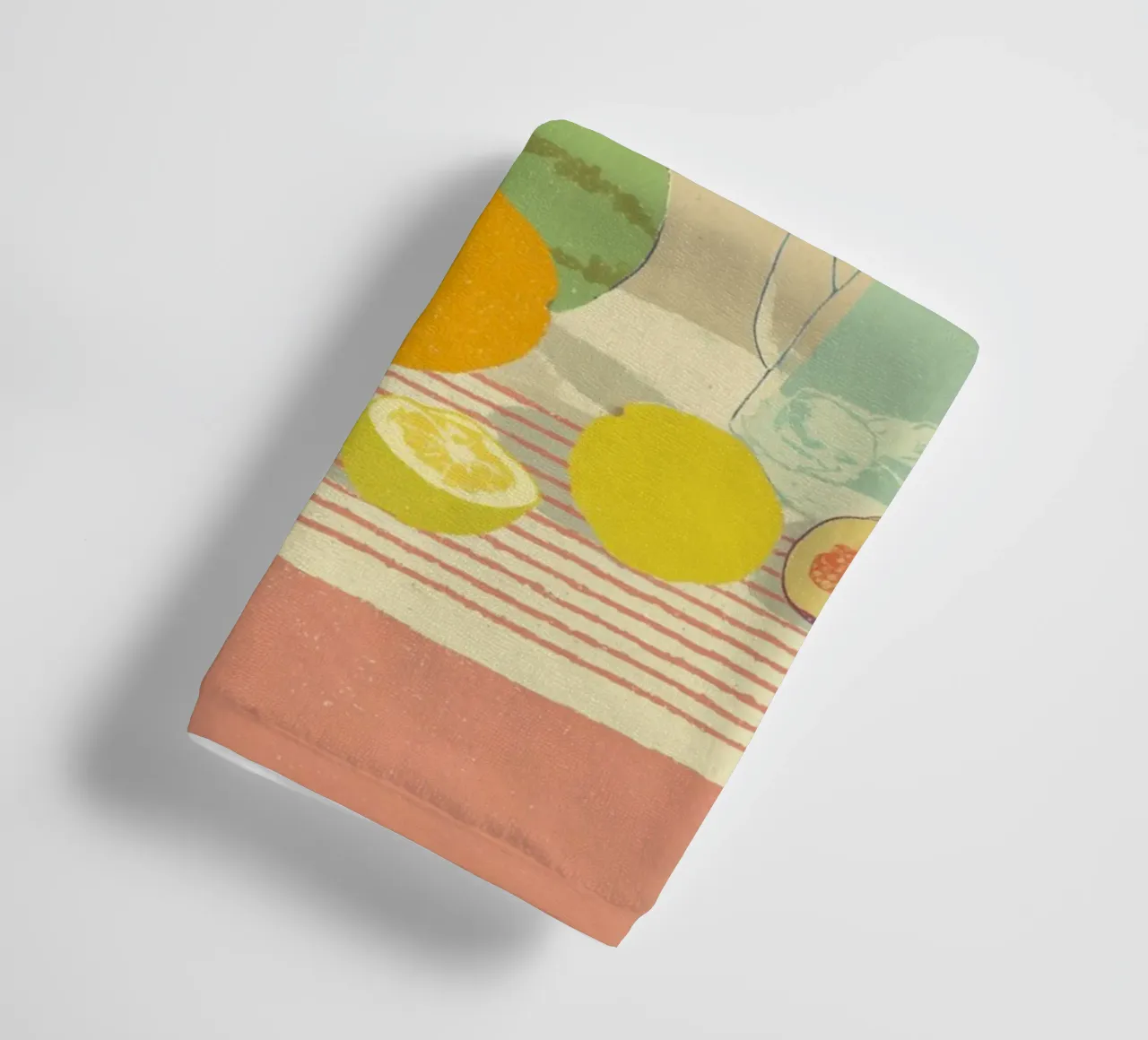 Citrus table with melon towel by Carinaprint