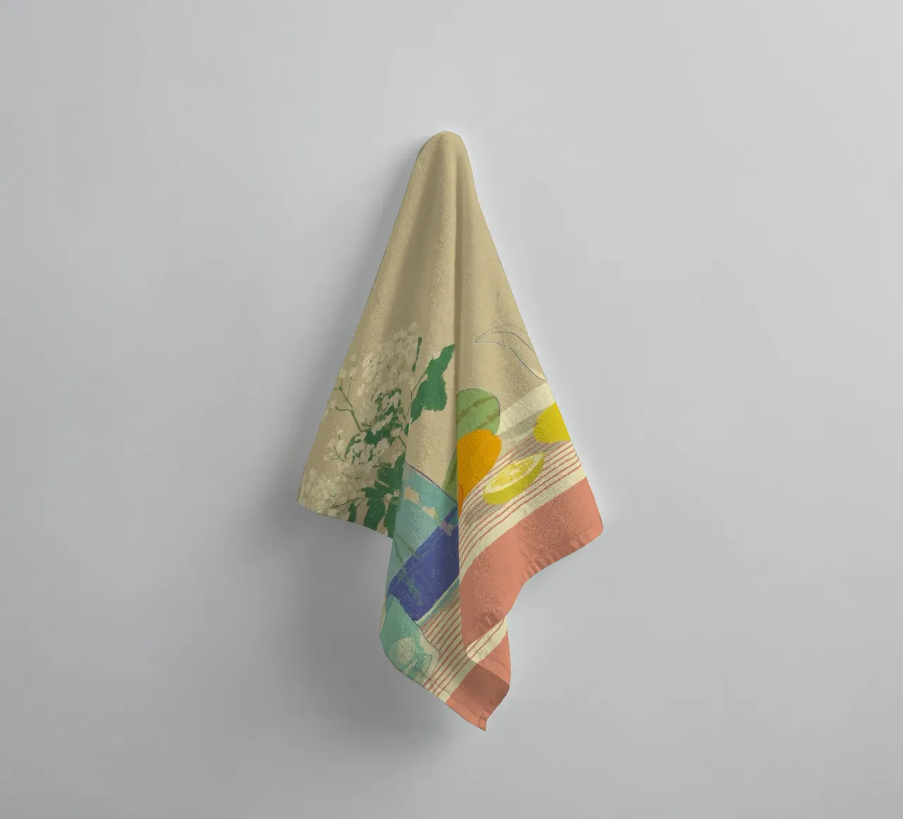 Citrus table with melon towel by Carinaprint