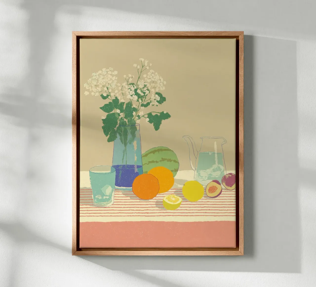 Citrus table with melon canvas with Floater frame by Carinaprint