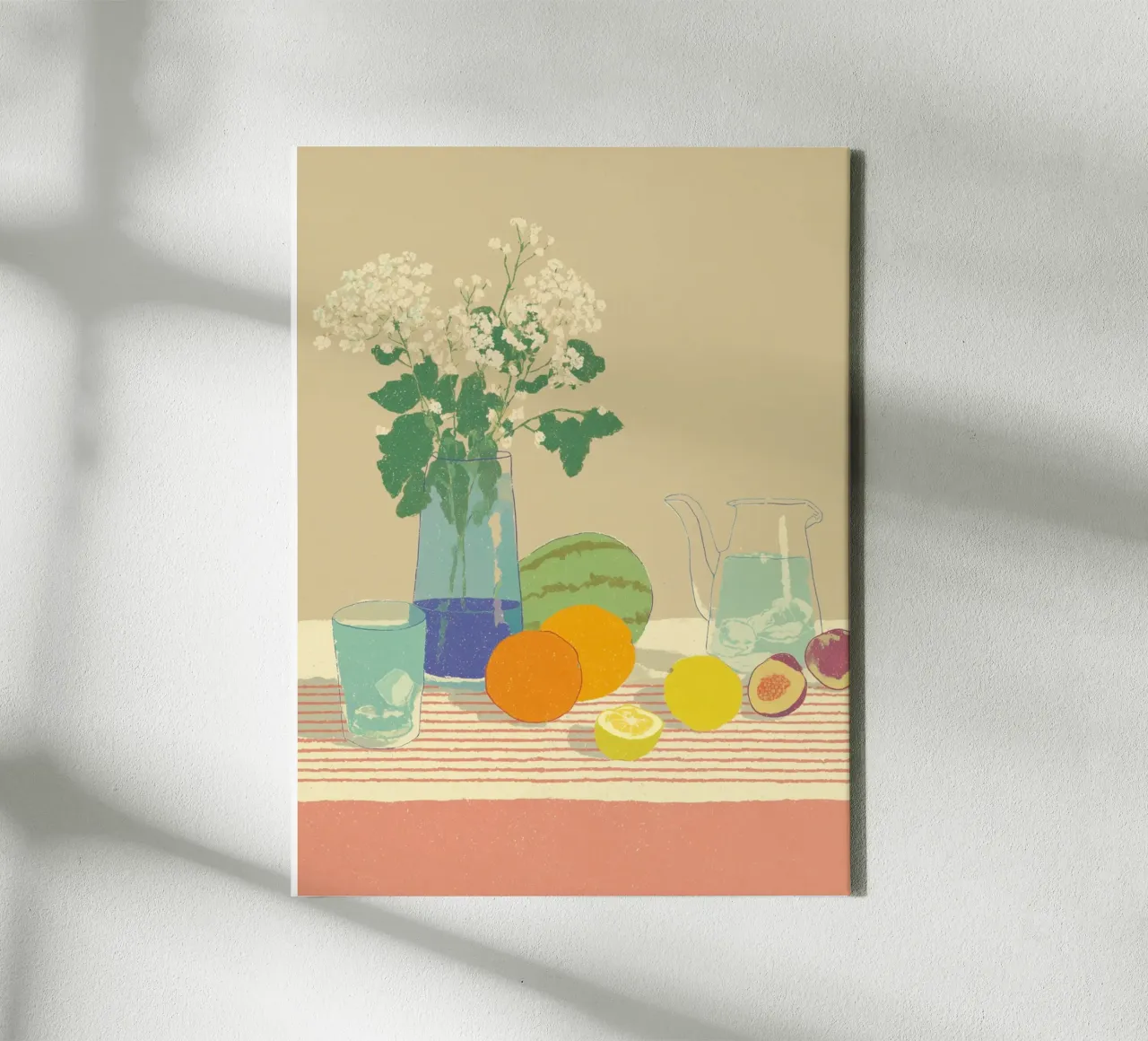 Citrus table with melon canvas with Floater frame by Carinaprint