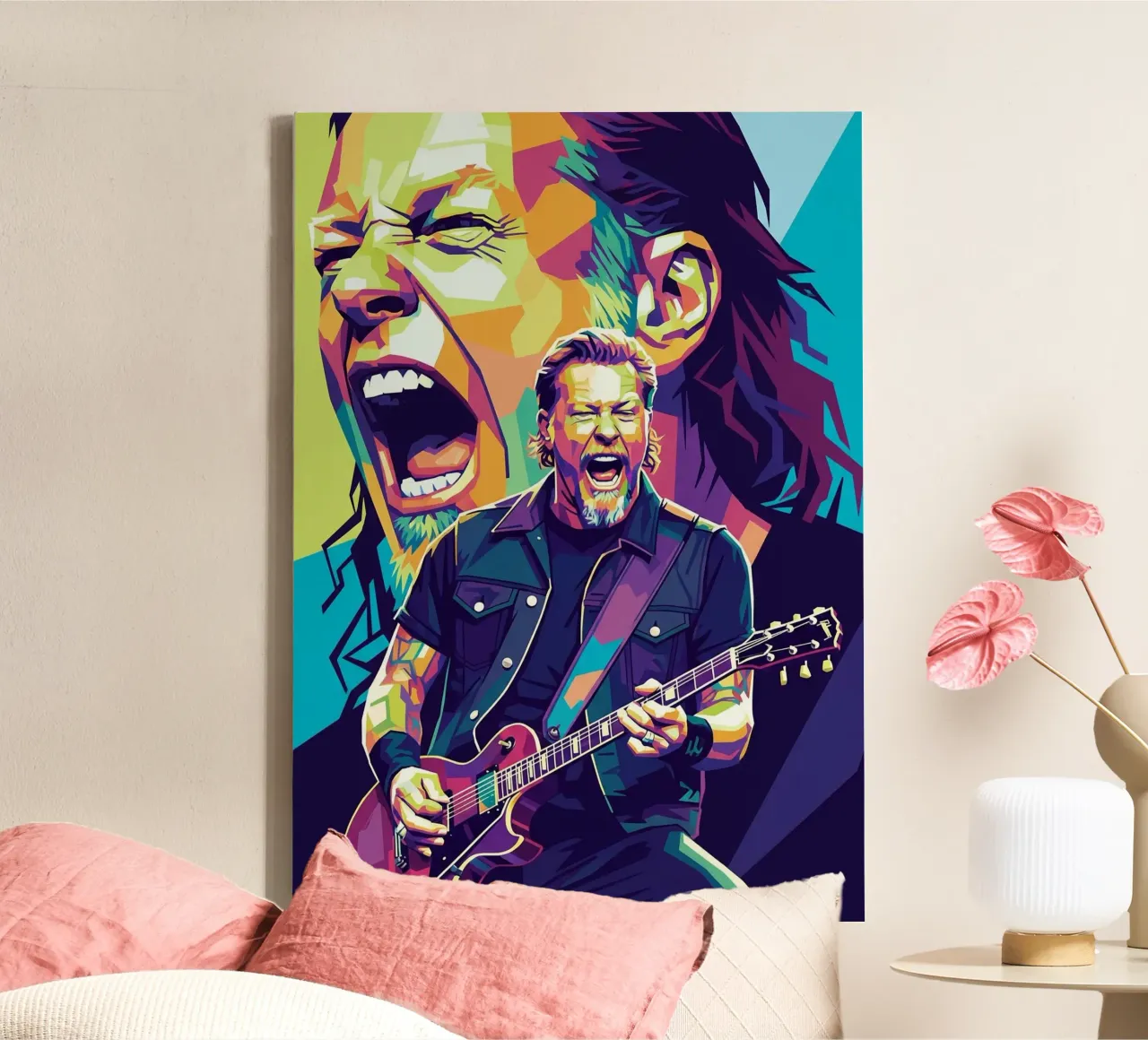 James Hetfield con uno stile iconico tela con Cornice a cassetta da Hantamrata