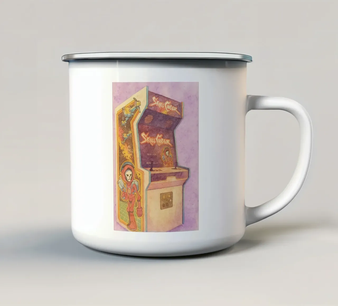 gioco arcade vecchio dipinto vintage tazza in smalto da kroocoot