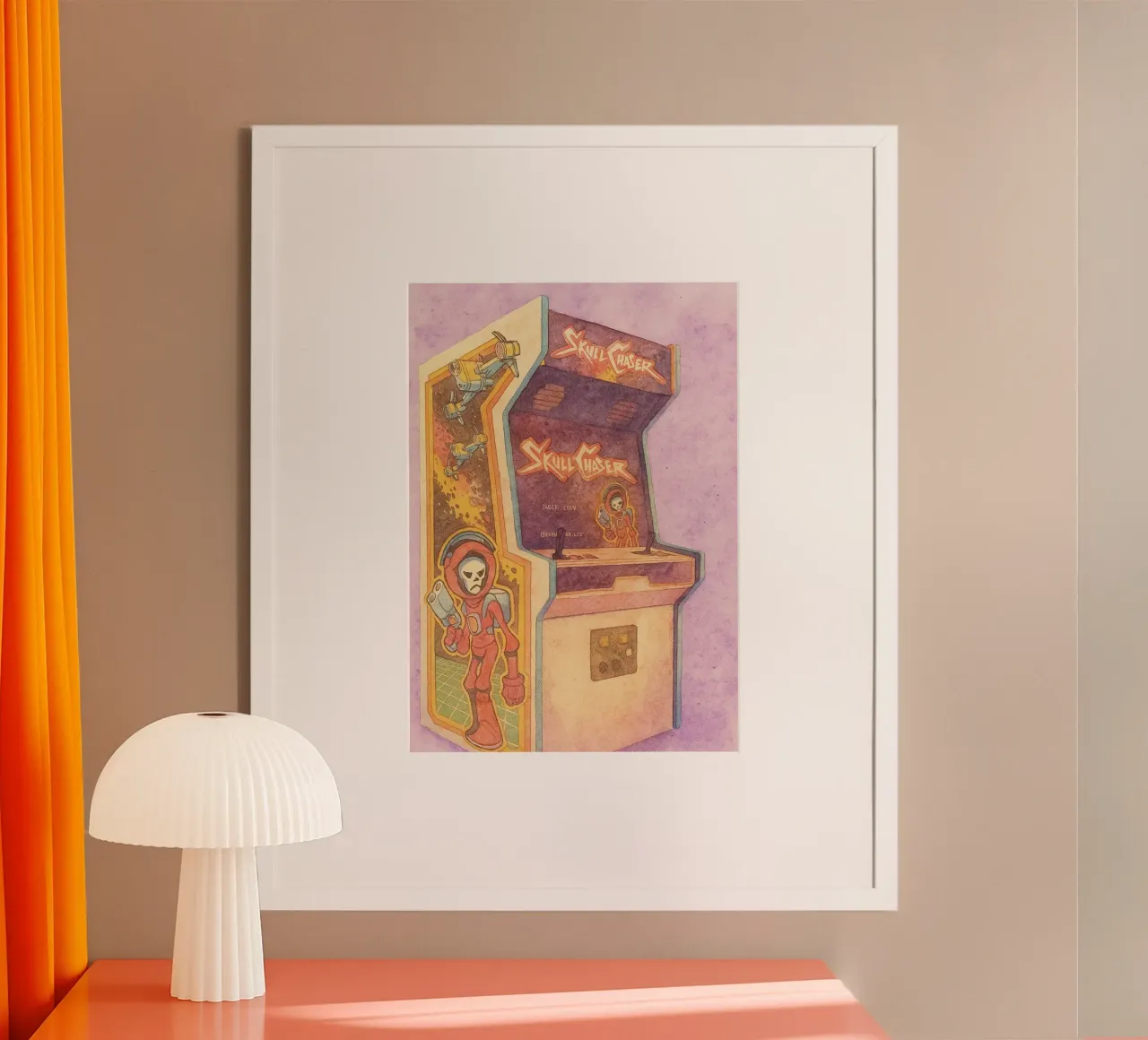 gioco arcade vecchio dipinto vintage poster con telaio in plastica da kroocoot