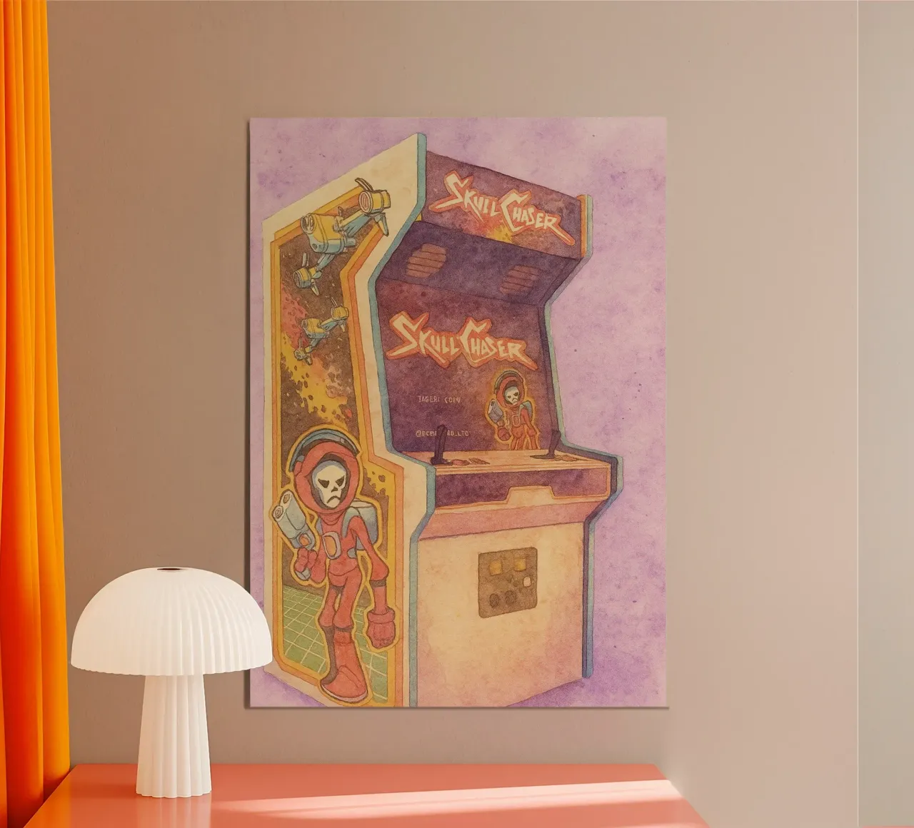 gioco arcade vecchio dipinto vintage poster con telaio in plastica da kroocoot