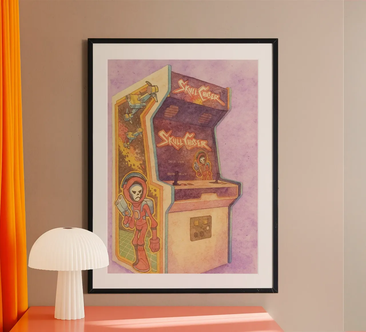 gioco arcade vecchio dipinto vintage poster con telaio in plastica da kroocoot