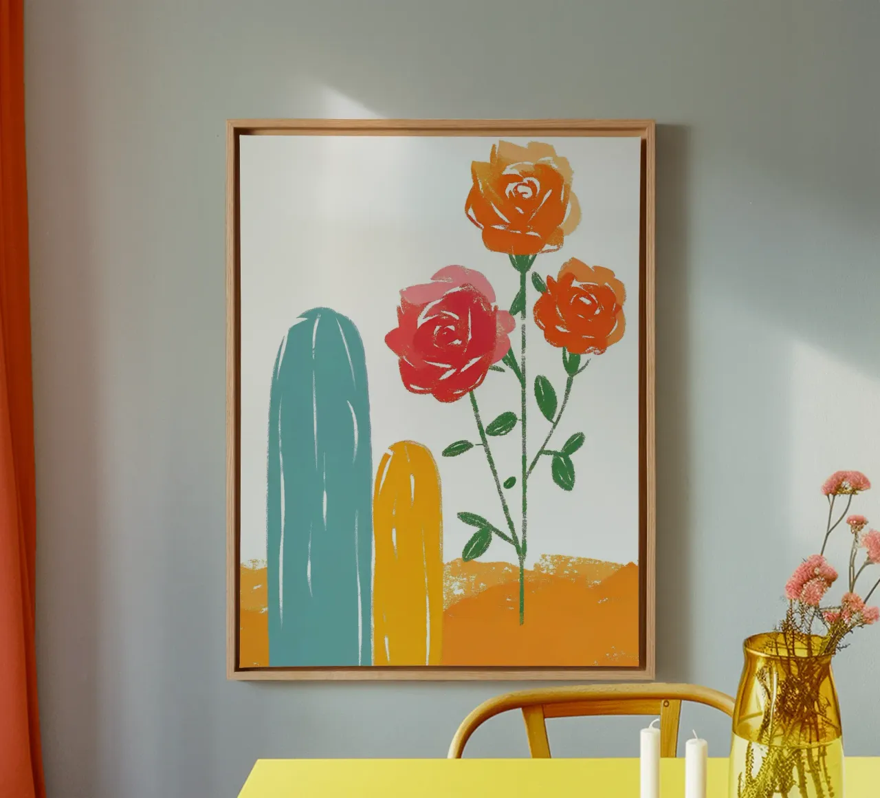 Rosa e cactus tela con Cornice a cassetta da PREKETEWE