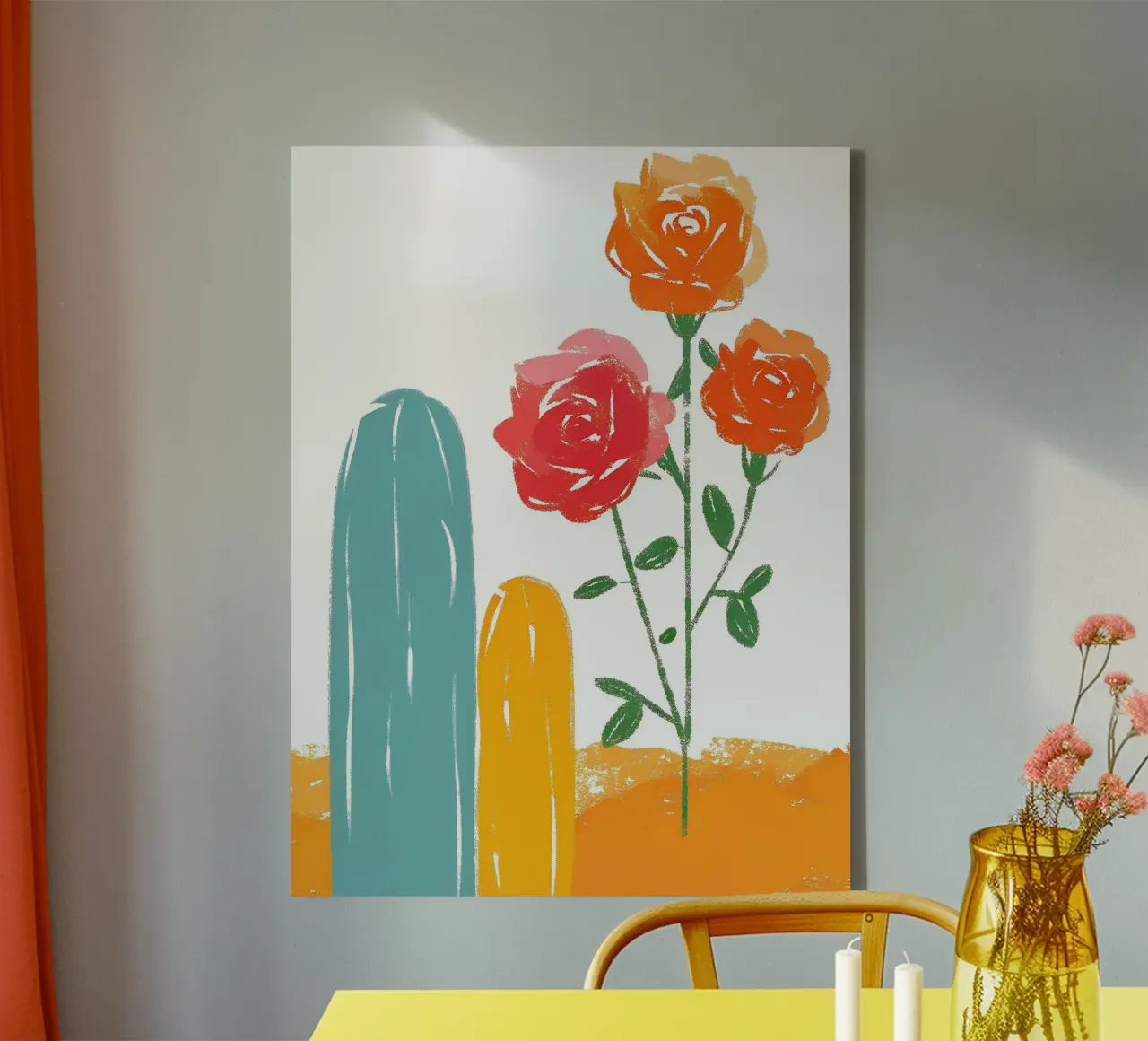 Rosa e cactus tela con Cornice a cassetta da PREKETEWE