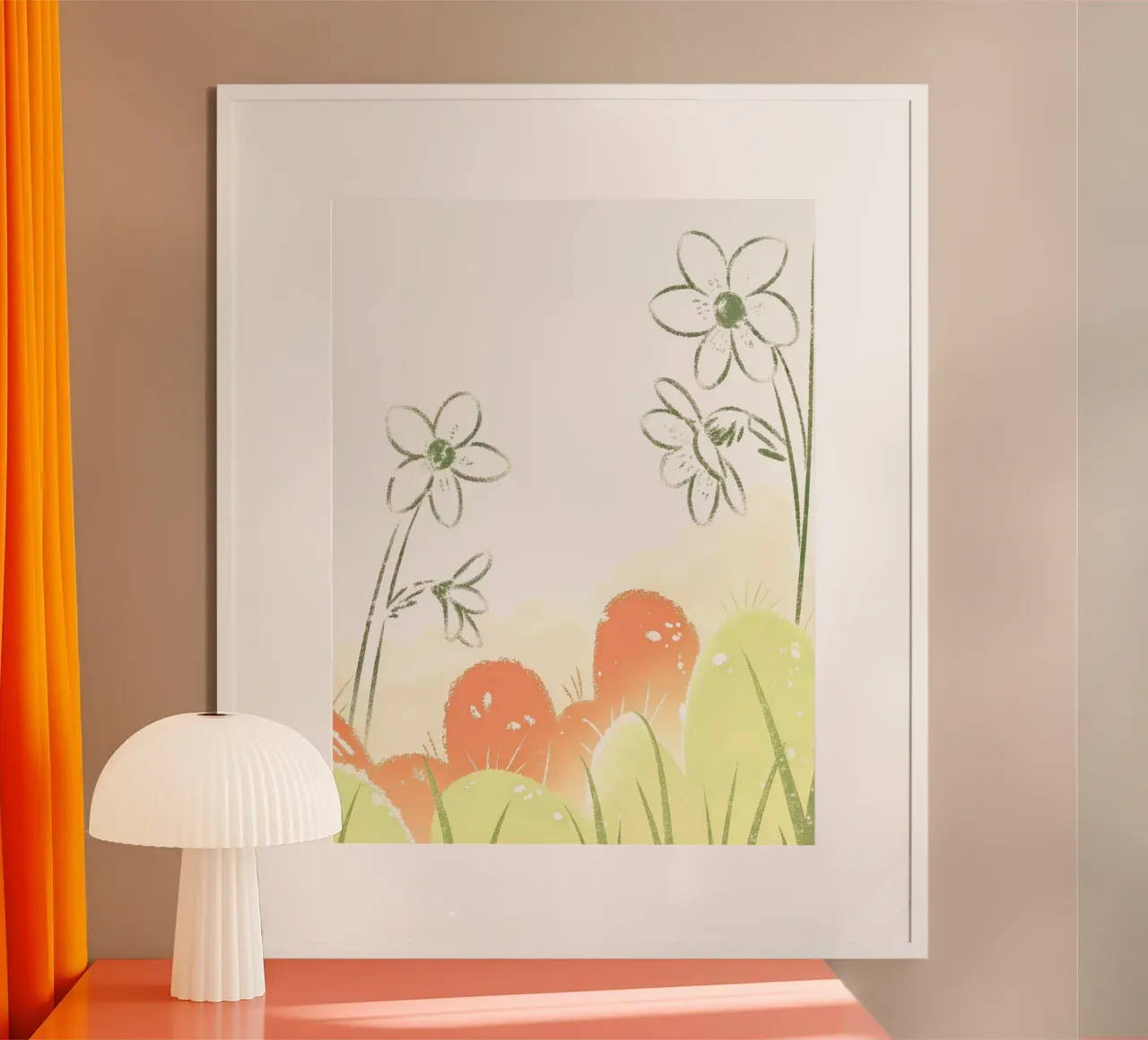 Gelsomino e cactus poster con telaio in legno da PREKETEWE