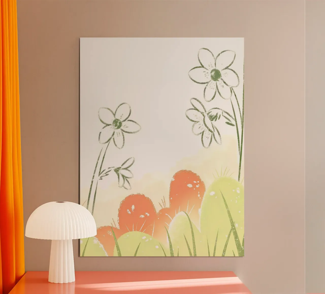 Gelsomino e cactus poster con telaio in legno da PREKETEWE