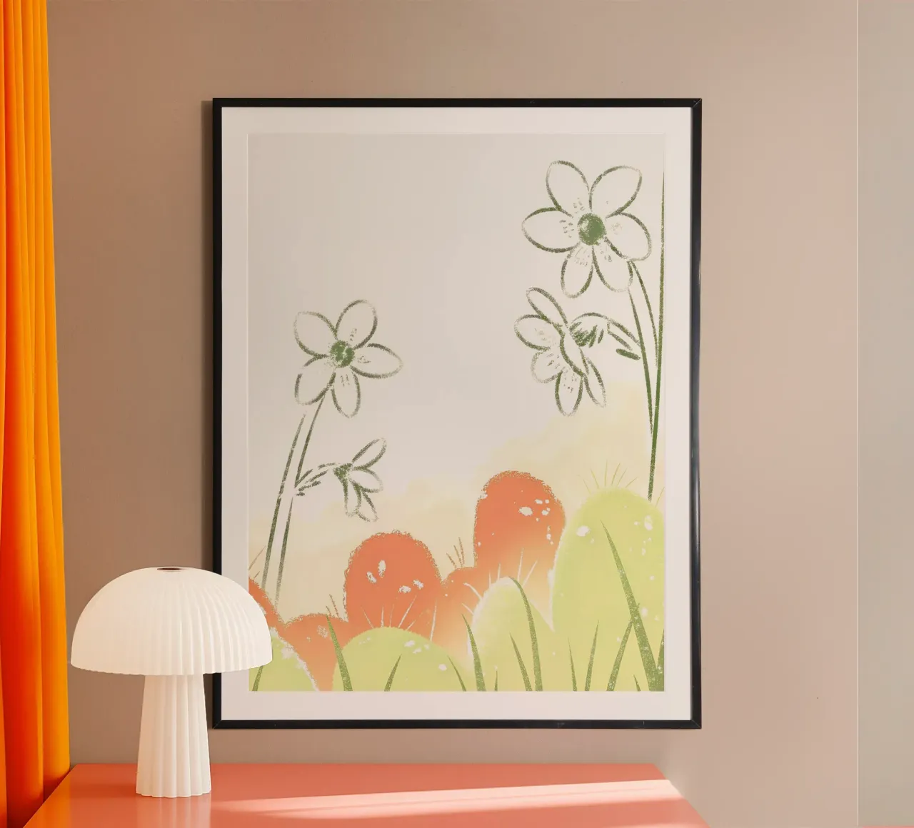 Gelsomino e cactus poster con telaio in legno da PREKETEWE