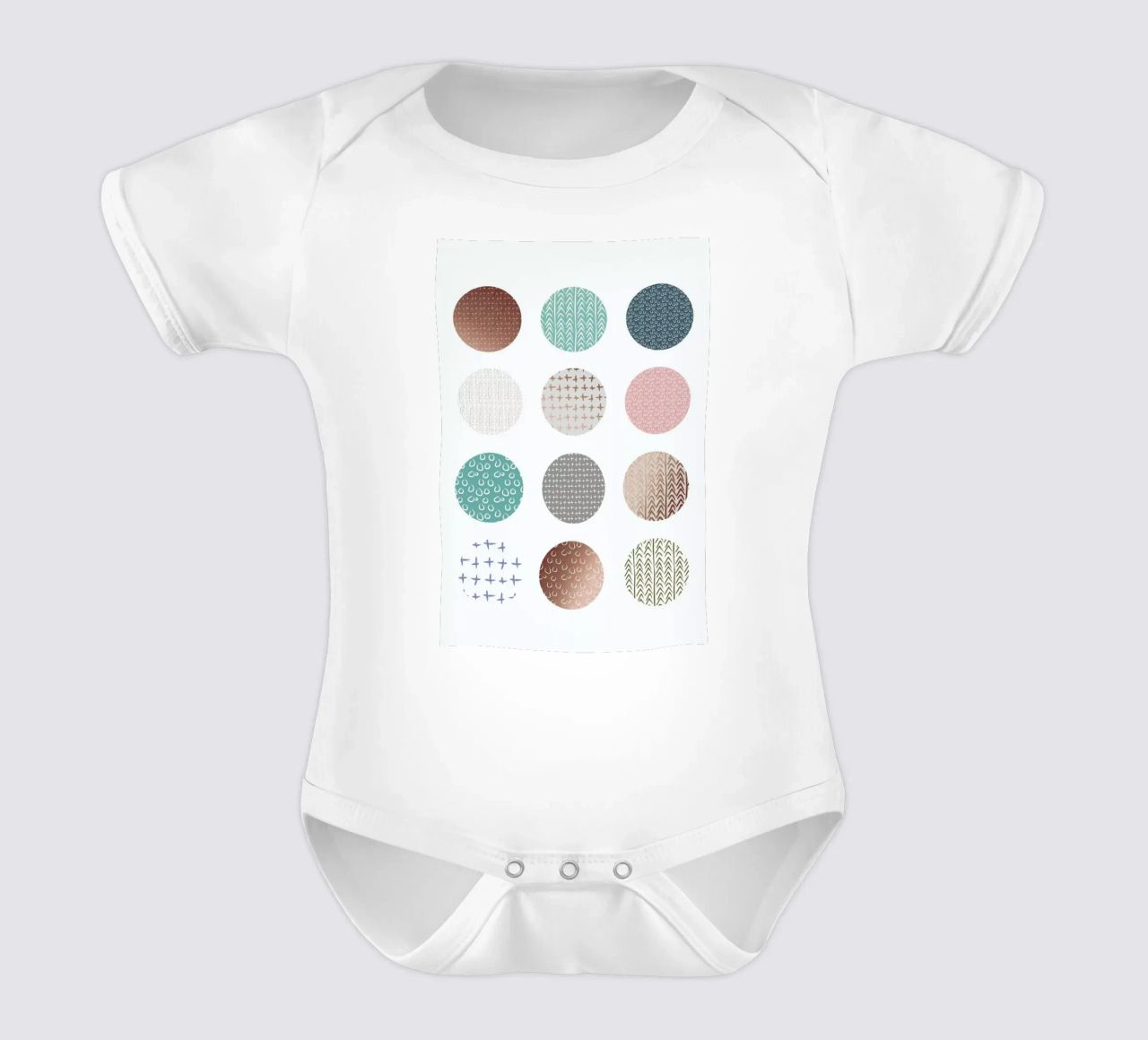 Bronze Pattern Dots short-sleeve baby romper by Maria Kritzas