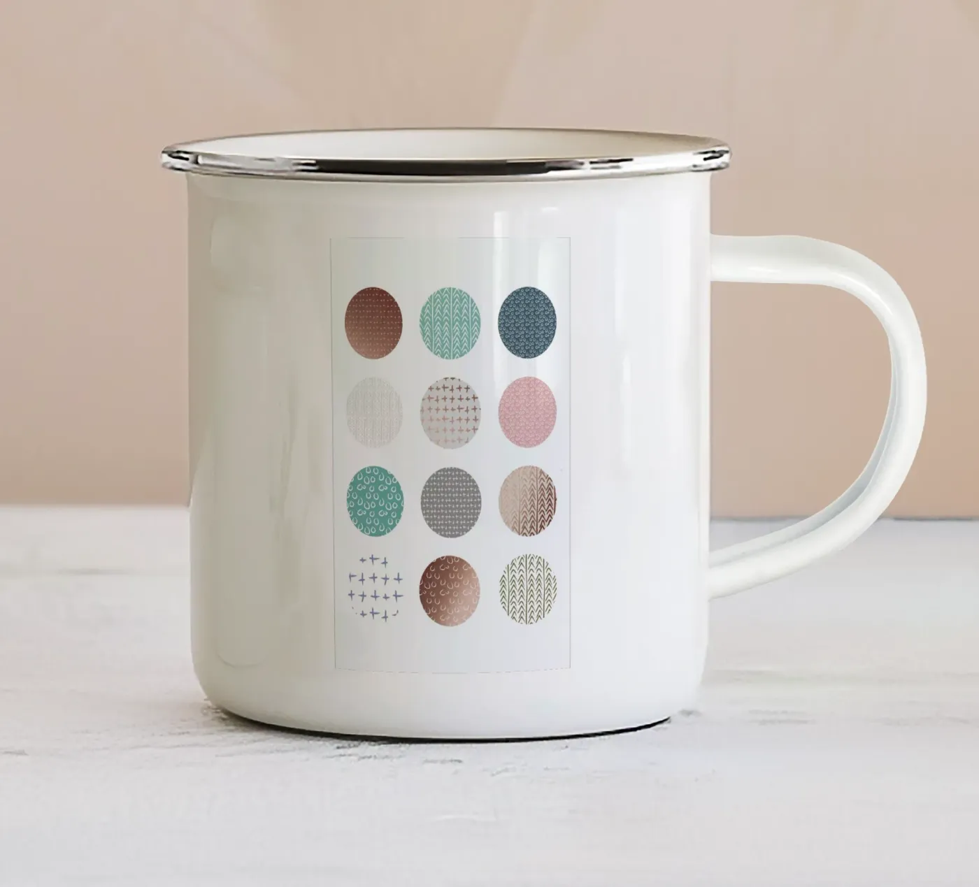 Bronze Pattern Dots enamel mug by Maria Kritzas