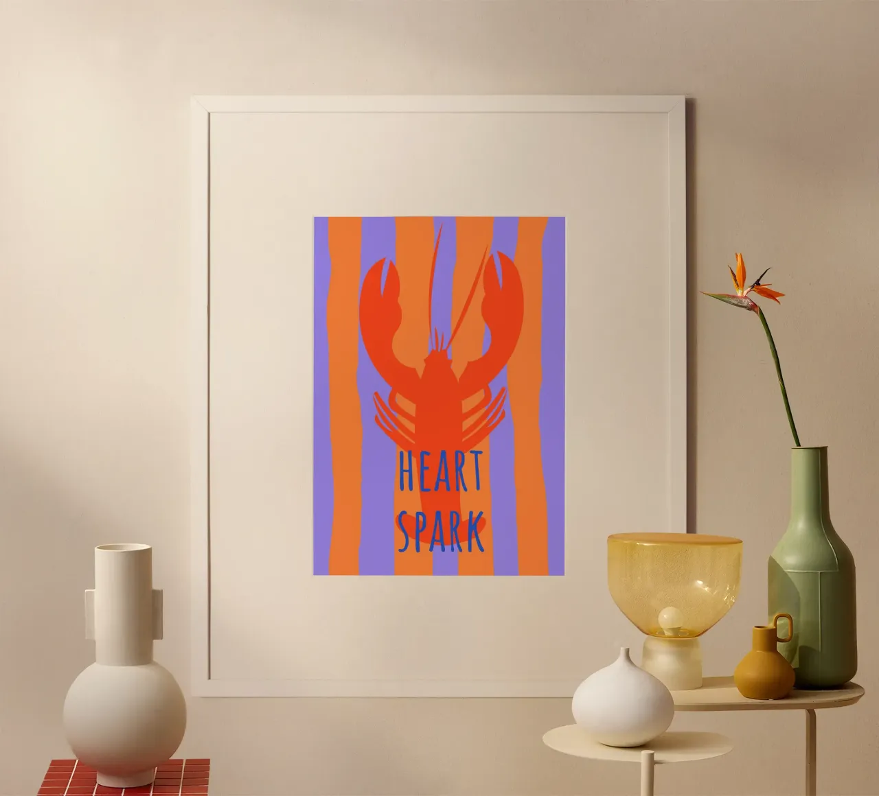 heart spark. Lobster. poster con telaio in alluminio da FRICKE DESIGN