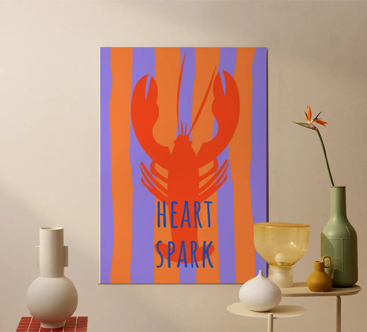 heart spark. Lobster. poster con telaio in alluminio da FRICKE DESIGN