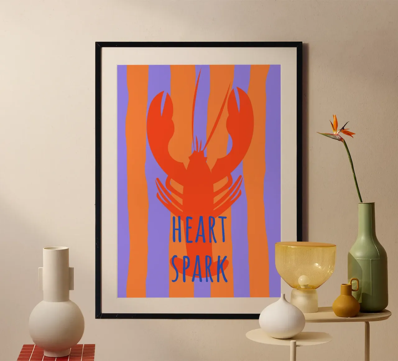 heart spark. Lobster. poster con telaio in alluminio da FRICKE DESIGN