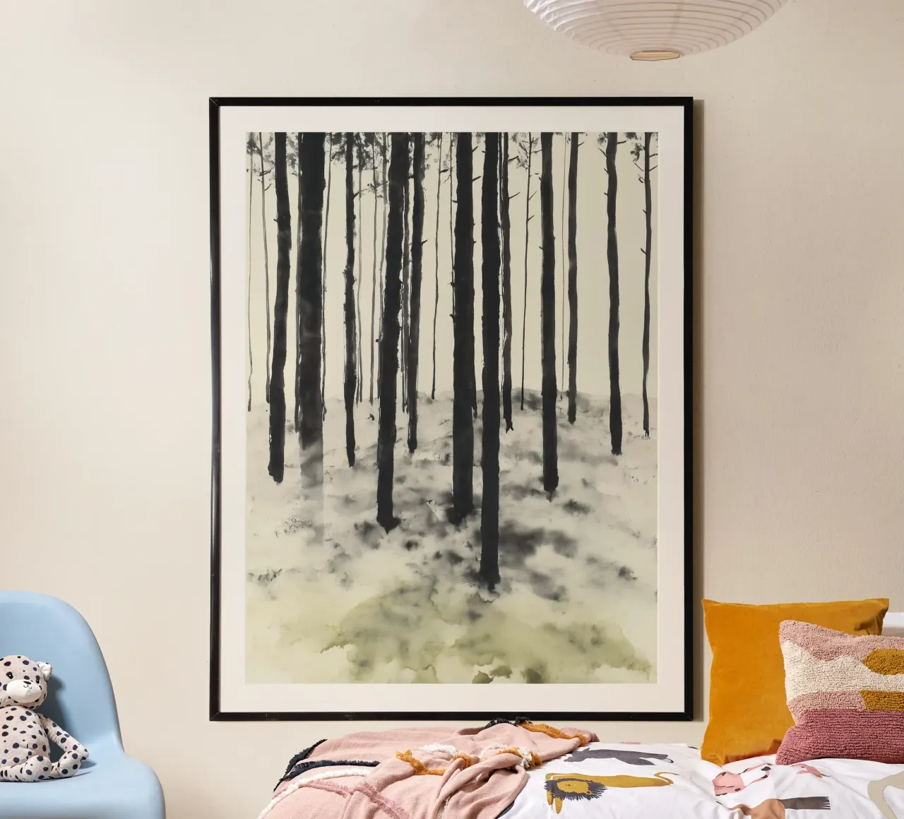 Pini silenziosi poster con telaio in alluminio da Luke Wilder Studio