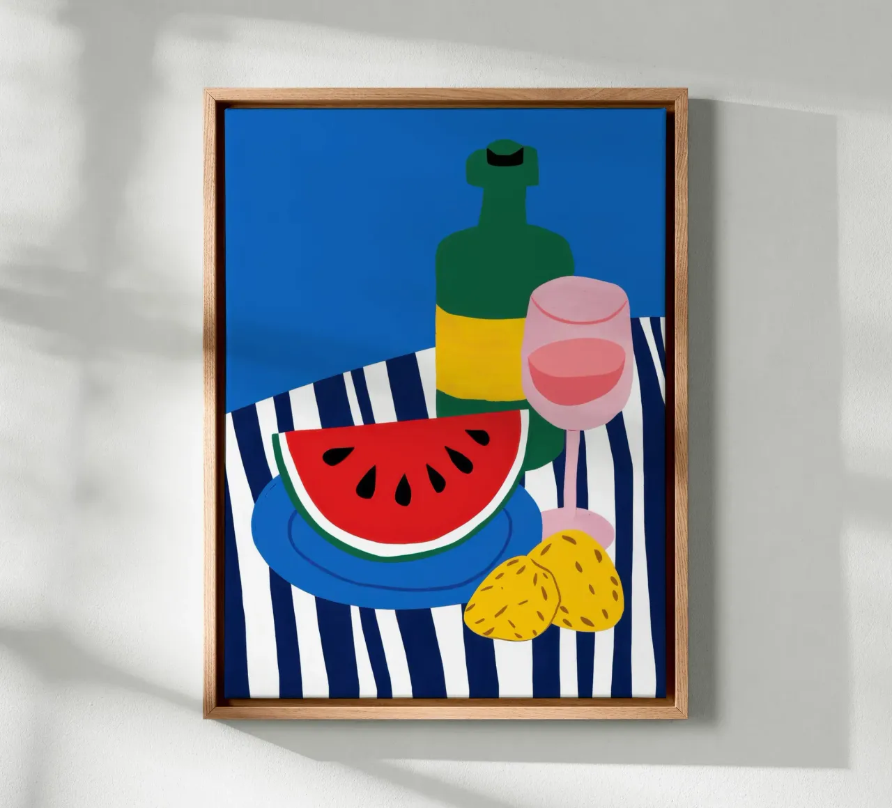 Striped Summer Refreshment canvas with Floater frame by Echo Saber