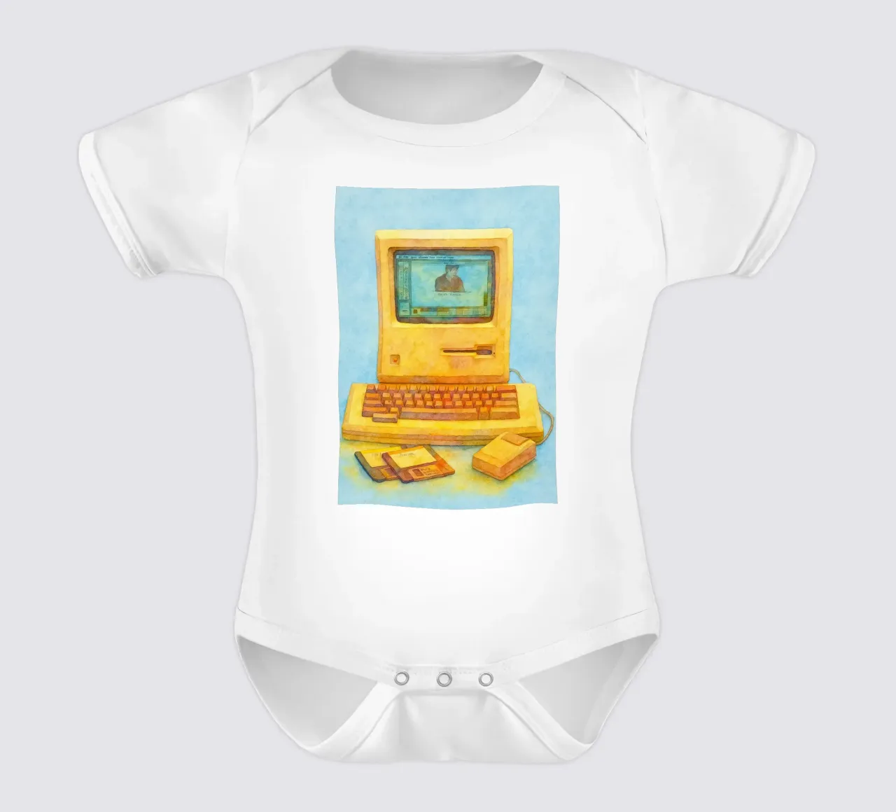computer vecchio dipinto vintage body neonato maniche corte da kroocoot