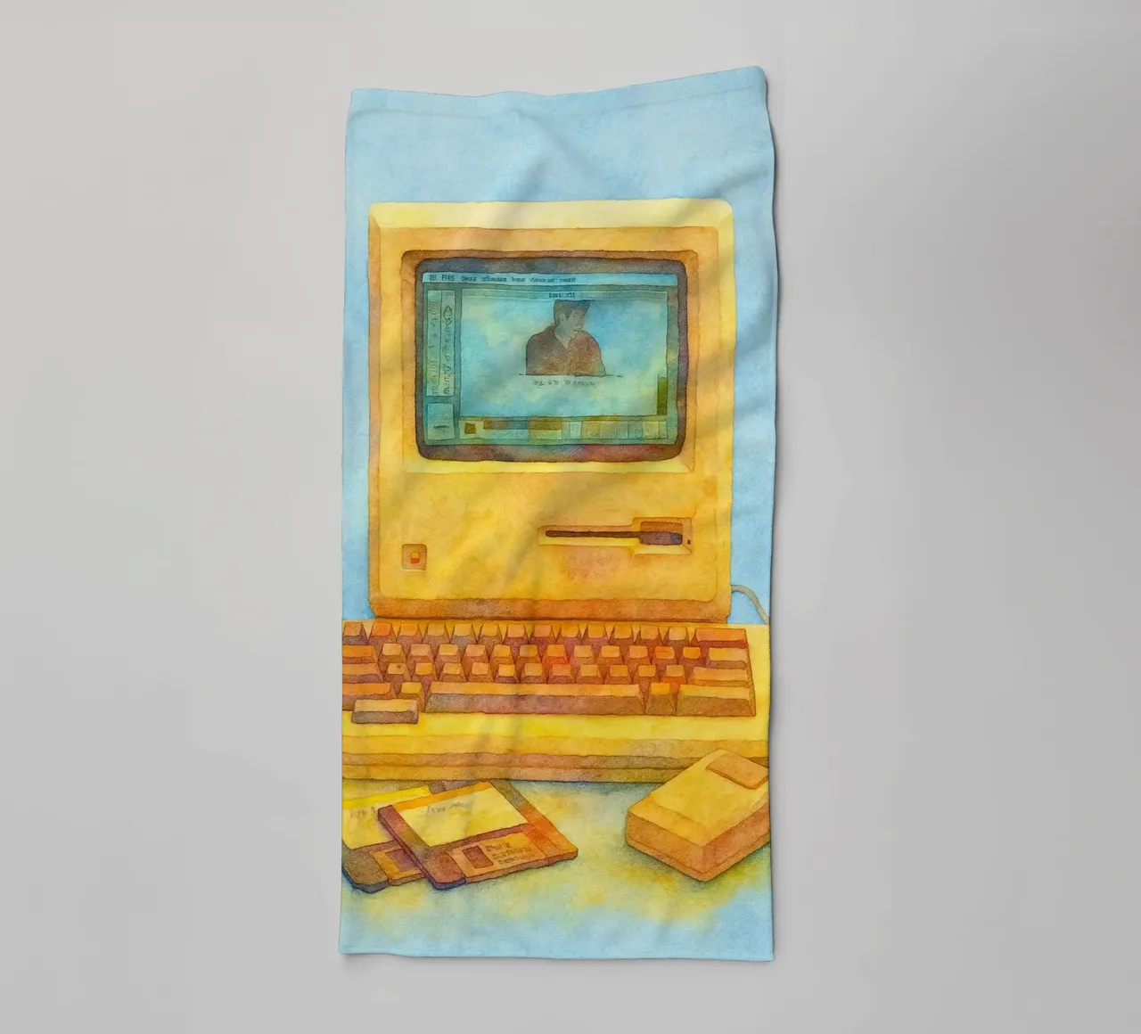 computer vecchio dipinto vintage asciugamano da bagno da kroocoot