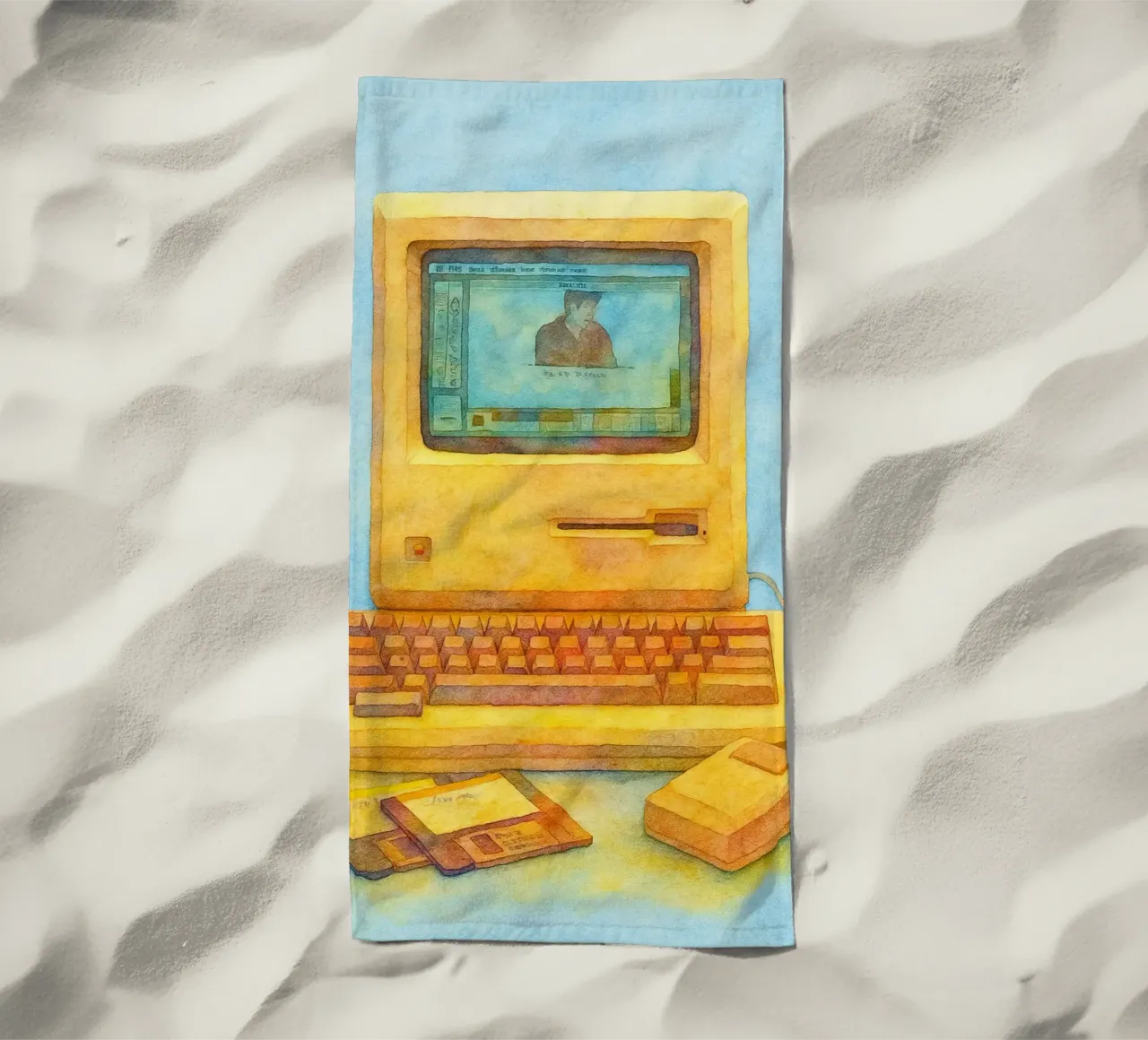 computer vecchio dipinto vintage telo mare da kroocoot
