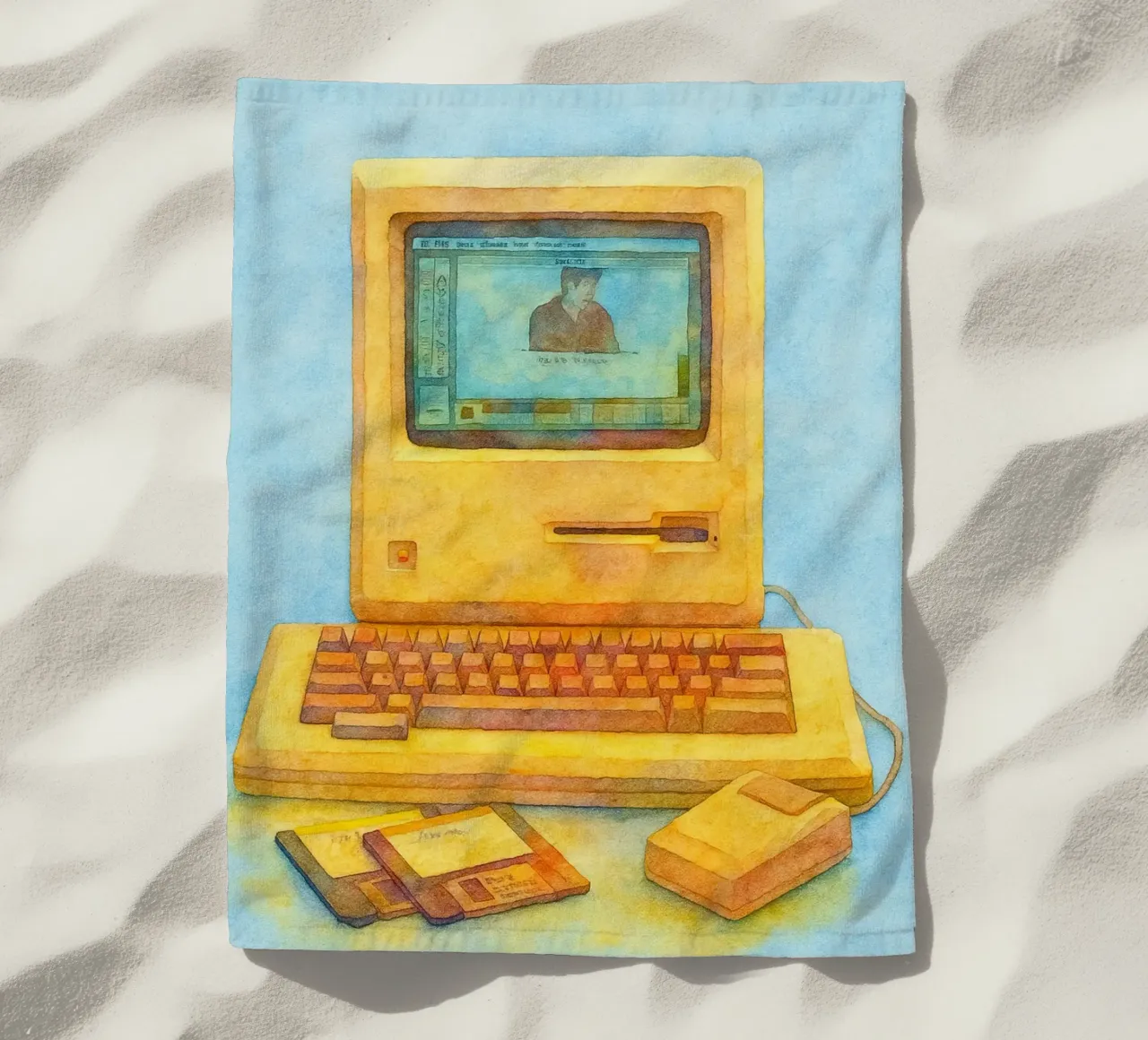 computer vecchio dipinto vintage telo mare da kroocoot