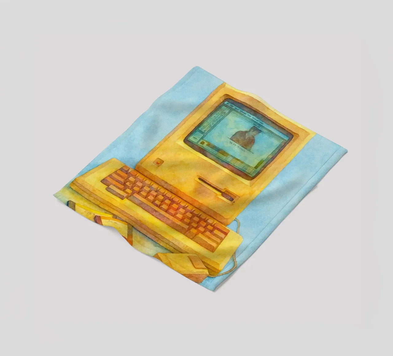 computer vecchio dipinto vintage coperta in pile da kroocoot
