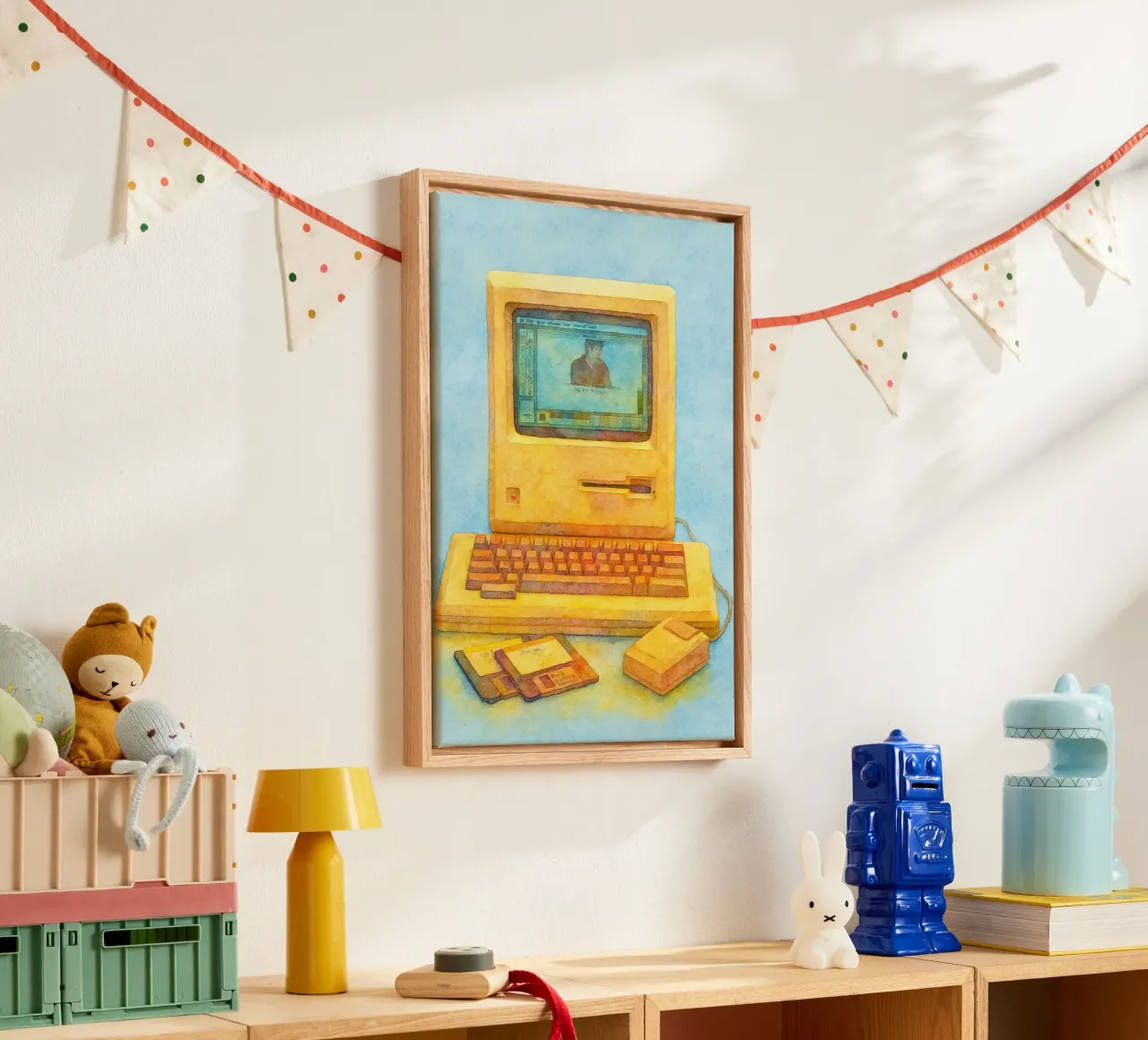 computer vecchio dipinto vintage tela con Cornice a cassetta da kroocoot