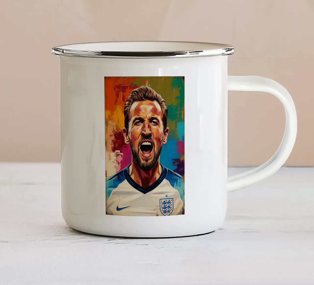 Harry Kane abstracte kunst emaille mok van Lembayung art