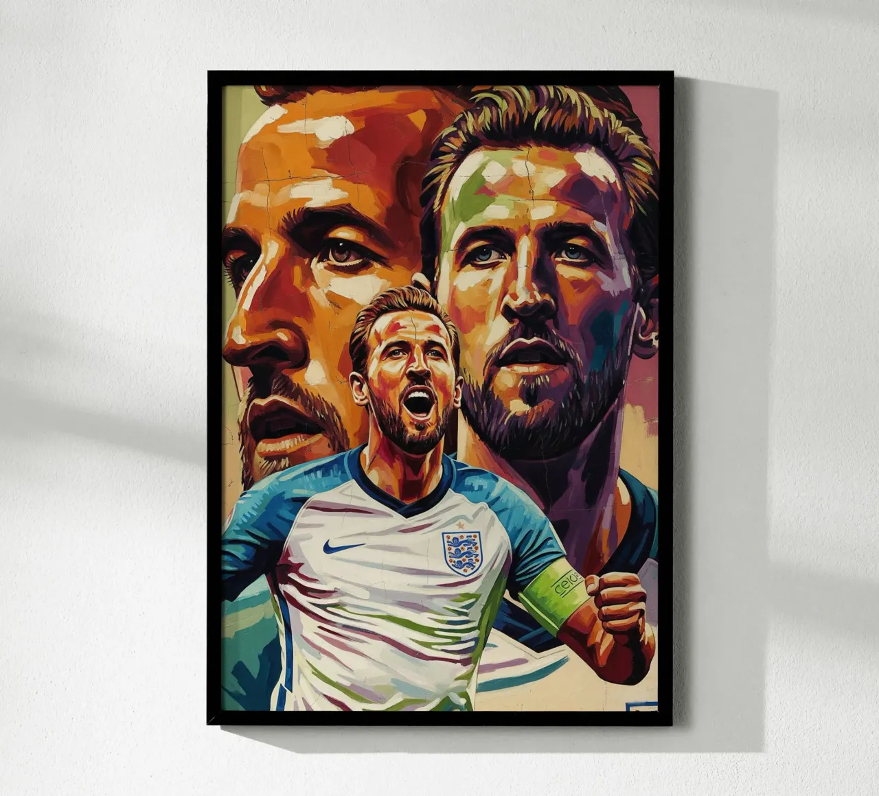 Harry Kane abstraktes Kunstgemälde Poster mit Aluminium Rahmen von Lembayung art