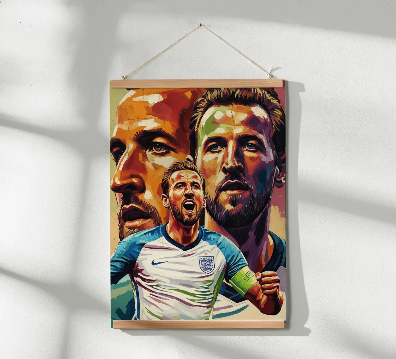 Harry Kane abstraktes Kunstgemälde Poster mit Aluminium Rahmen von Lembayung art