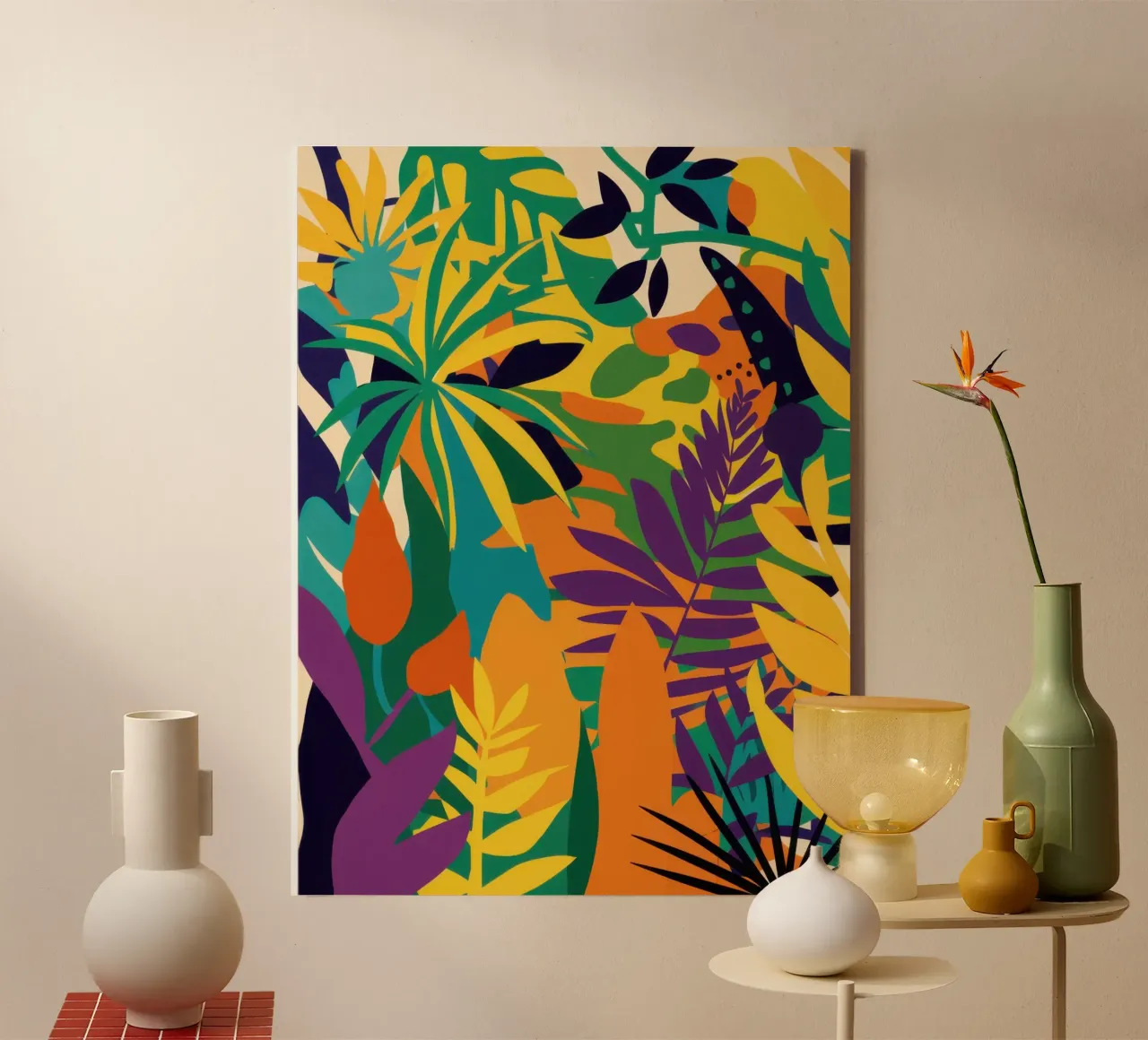 Chromatic Toucan Haven canvas with Floater frame by Echo Saber