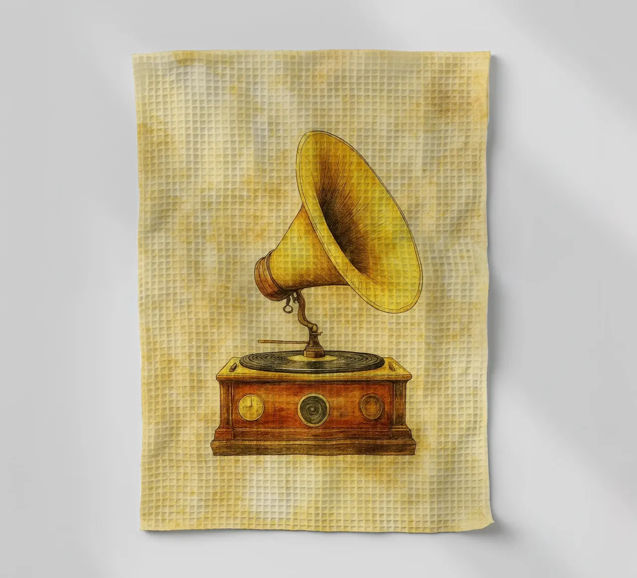 gramophone peinture ancienne torchon de kroocoot