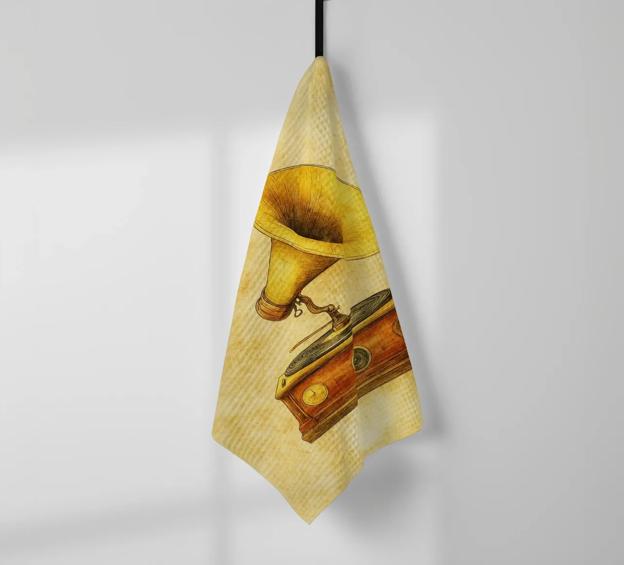 gramophone peinture ancienne torchon de kroocoot