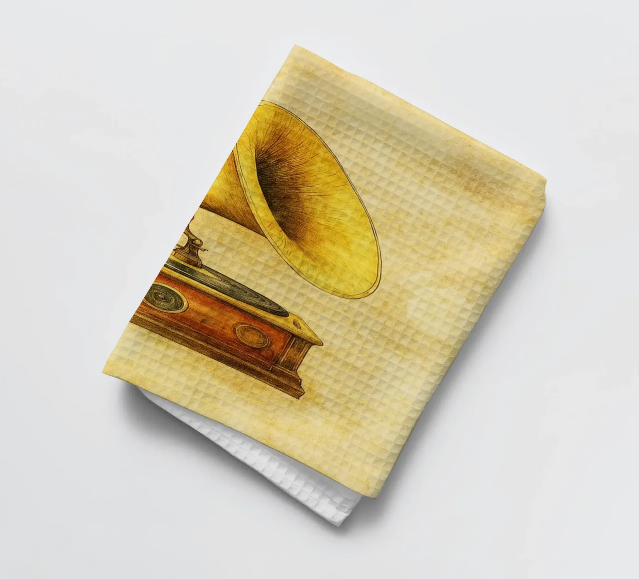 gramophone peinture ancienne torchon de kroocoot