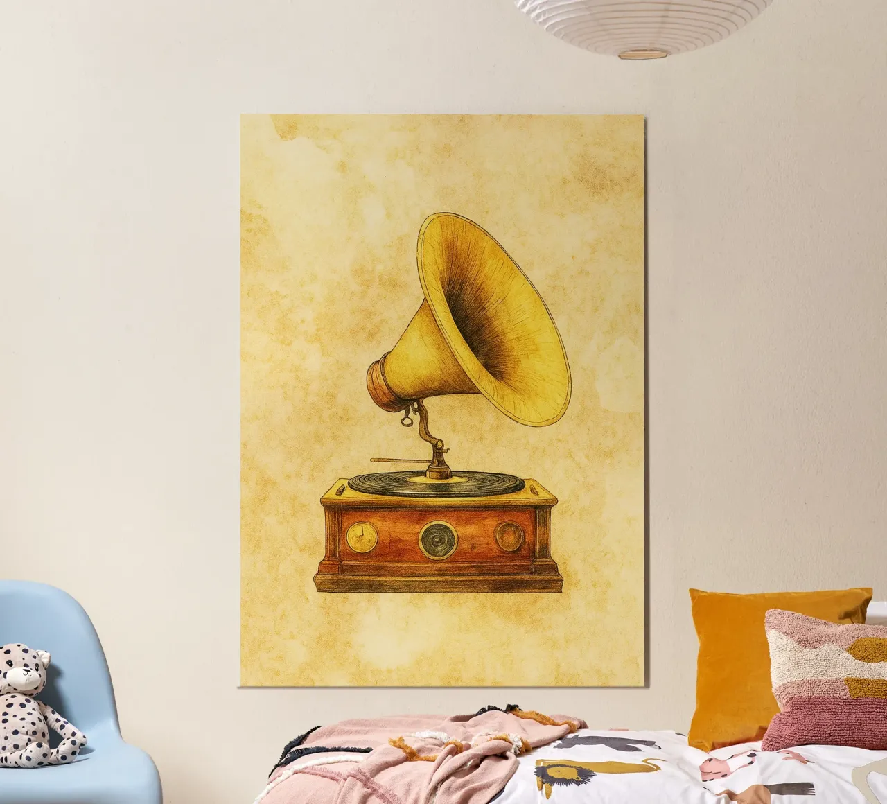 grammofono vecchio quadro d'epoca poster da kroocoot